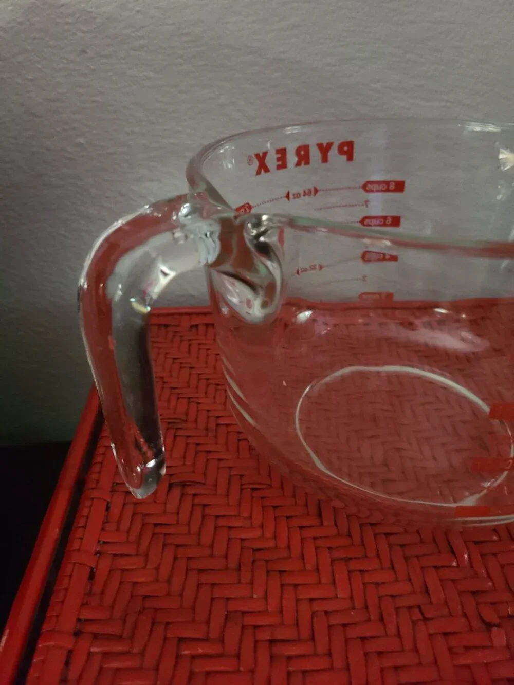 Vtg Pyrex Measuring 8 Cup Glass 64oz Red Lettering 2 Qt Batter Bowl Corning USA